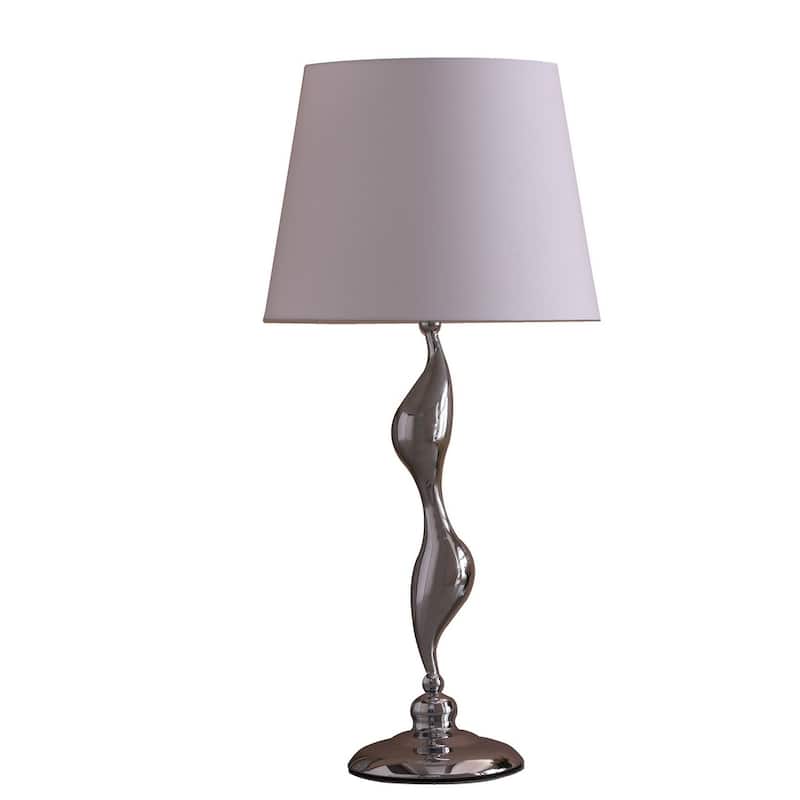 24-Inch Art Deco Silhouette Silver Table Lamp - Silver