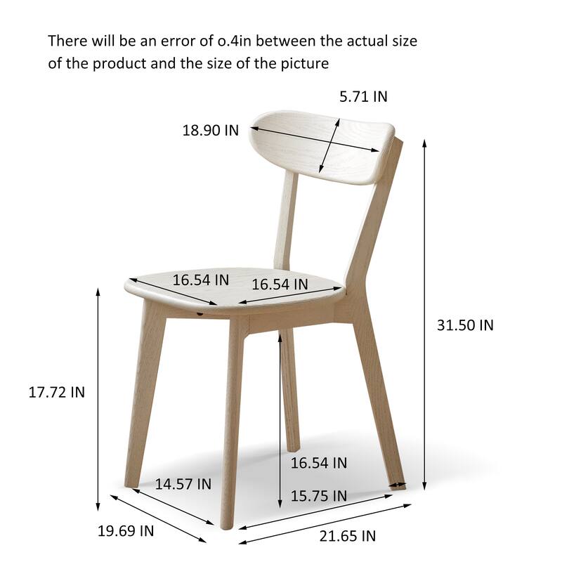 Solid Oak Wood Dining Chair Curved Backrest Easy to Clean