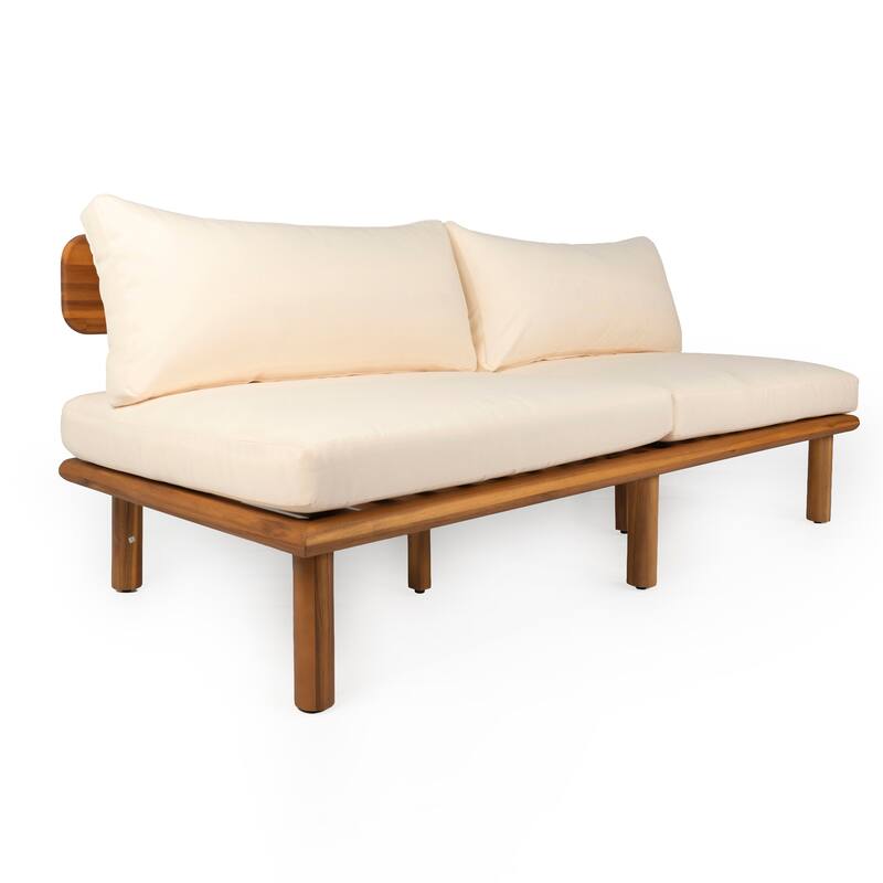 Christopher Knight Home - Ardeno Outdoor Acacia Wood Sofa Loveseat with Cushions and Water-Repellent Fabric - 71.54