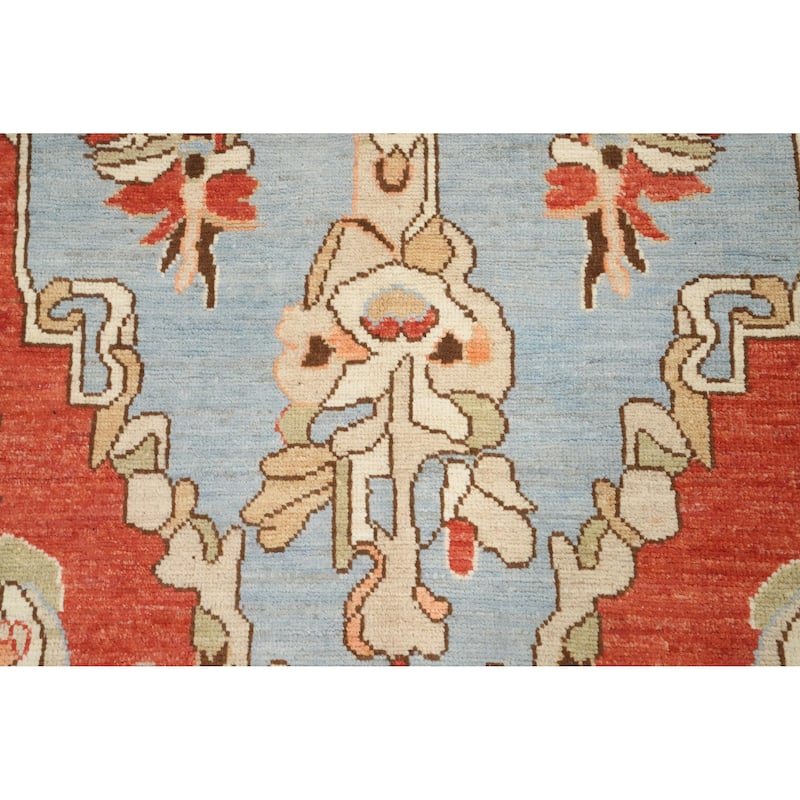 Hand Knotted Oriental 100% Wool Carpet Transitional Medallion Navy Blue & Blues Oushak Area Rug - 13' 6'' X 11' 2''
