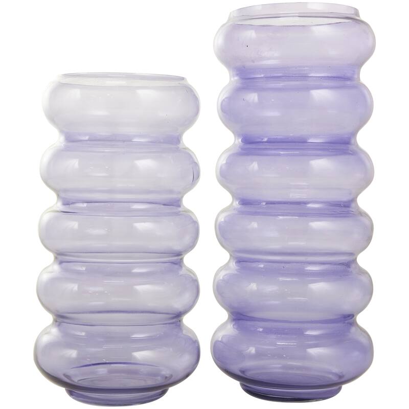 Purple Glass Bubble Decorative Vase (Set of 2)