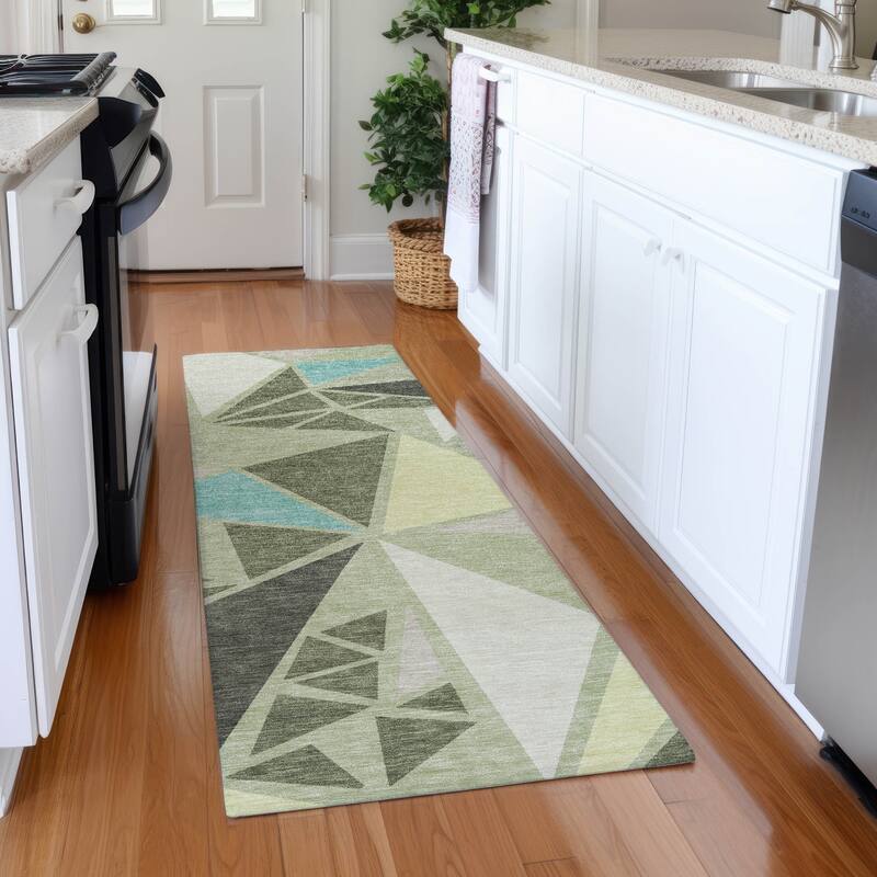 Premium Washable Super Soft Contemporary Mosaic Mayfield Rug - Aloe - 2'3" x 7'6"