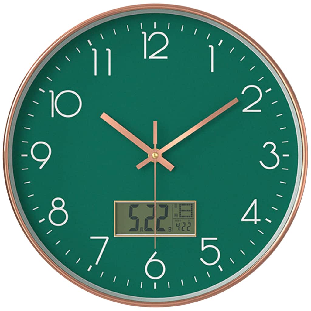 Wall Clock with Date and Temperature, Silent Non Ticking Clocks for Office, Home, Kitchen, Bedroom, School 12 Inch - 12 Inch