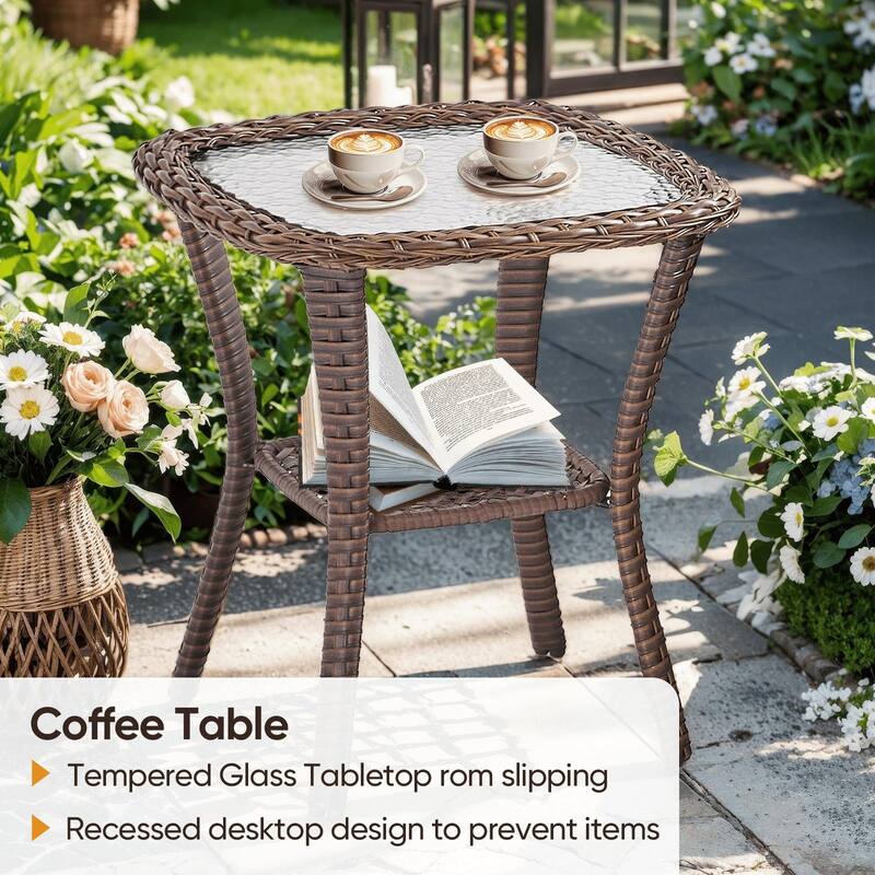 Pocassy Wicker Sofa Chair Set for Garden