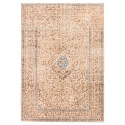 ECARPETGALLERY Hand-knotted Antalya Vintage Khaki Wool Rug - 8'2 x 11'7