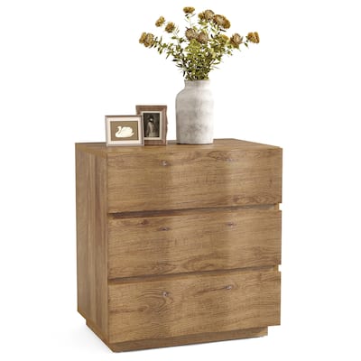 Nightstand with 3 Drawers Fluted End Table Farmhouse Bedside Table
