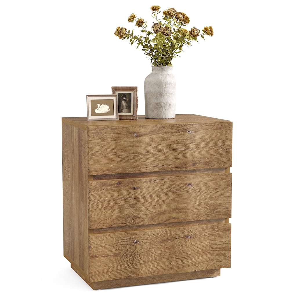 Nightstand with 3 Drawers Fluted End Table Farmhouse Bedside Table