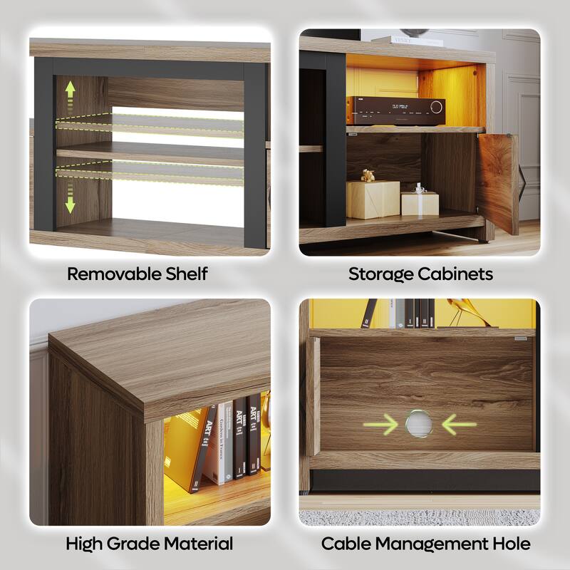 70" TV Stand Modern Entertaintment Center TV Console for 75" TVs with LED Lights - 71 inches