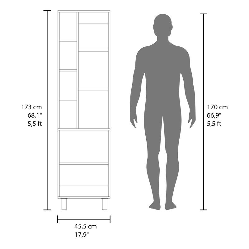Storage Cabinet with 2 Doors and 9 Shelves Freestanding Vertical Design