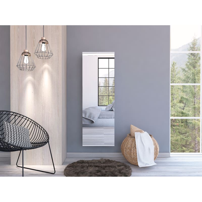 5-Shelf Wall Mounted Shoe Cabinet with Mirror Door