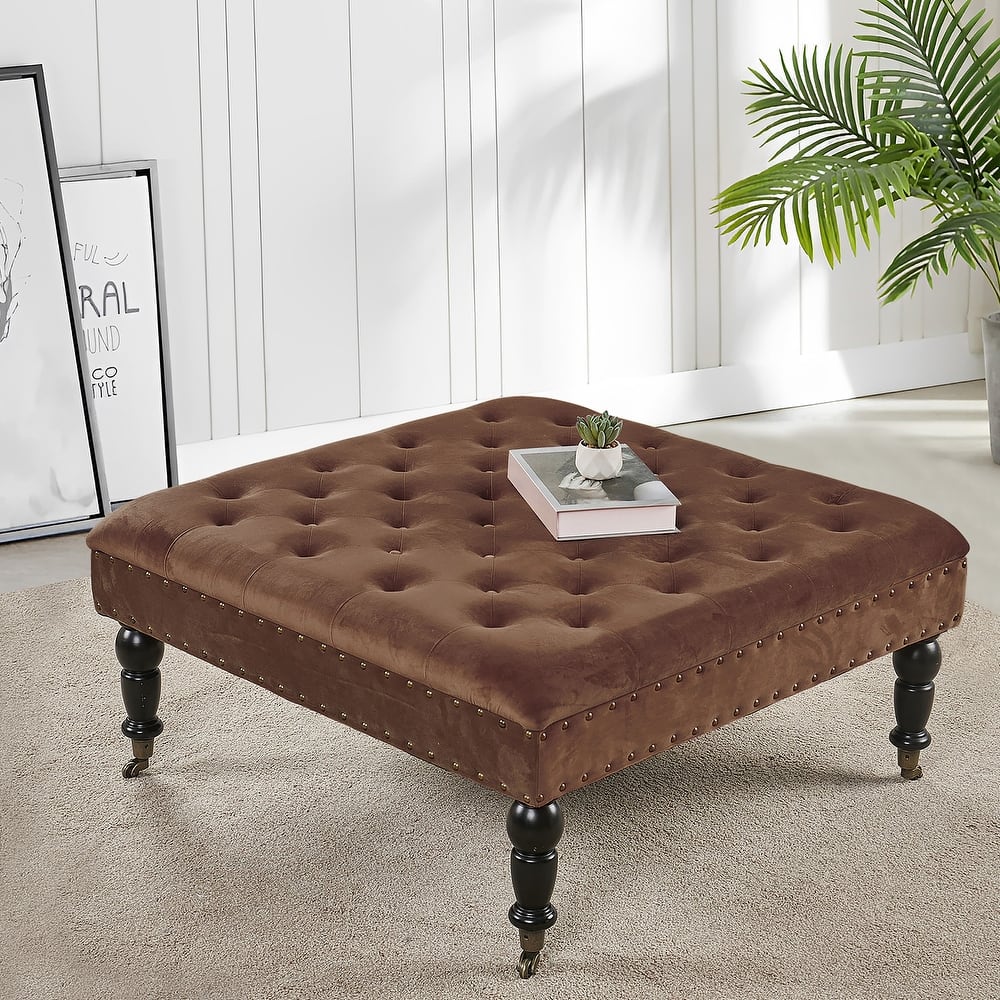 Home Soft Things Supersoft Tufted Coffee Table Ottoman - 33" x 33" x 18"