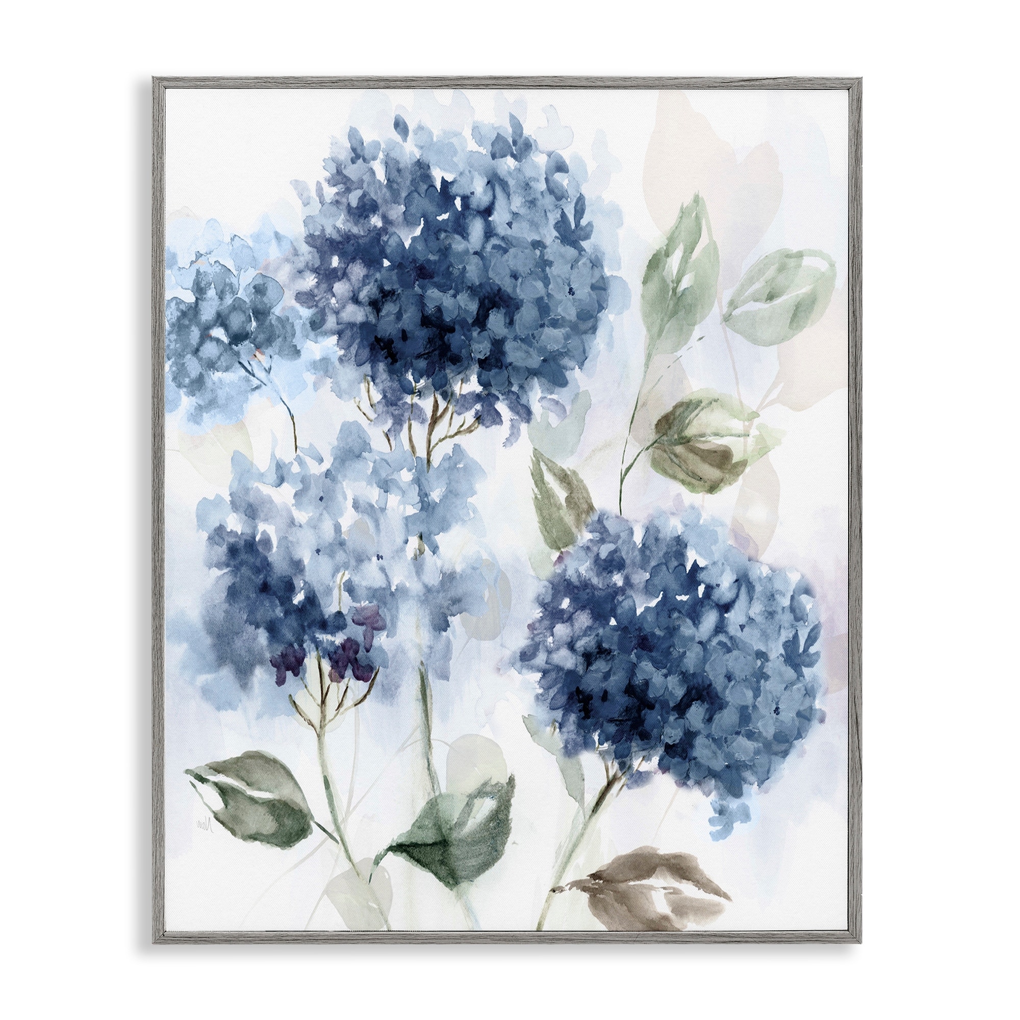 Stupell Blue Hydrangea Breeze Framed Giclee Art Design By Nan