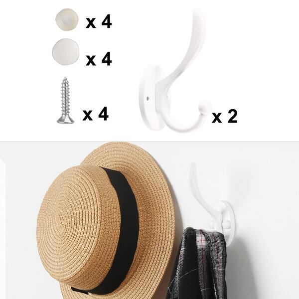 Shop 2pcs Dual Hooks Zinc Alloy Hook Coat Double Diy Hat Hook Holder W Screws White On Sale Overstock 28850469