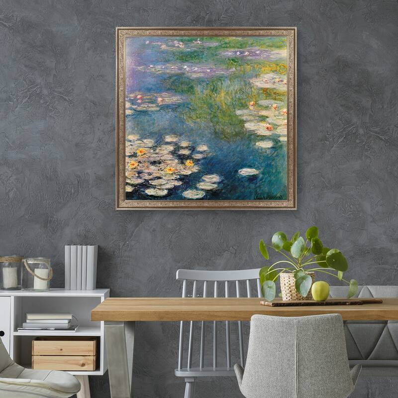Masterpiece Art Gallery| Waterlilies at Giverny by Claude Monet - Framed Canvas Art Print