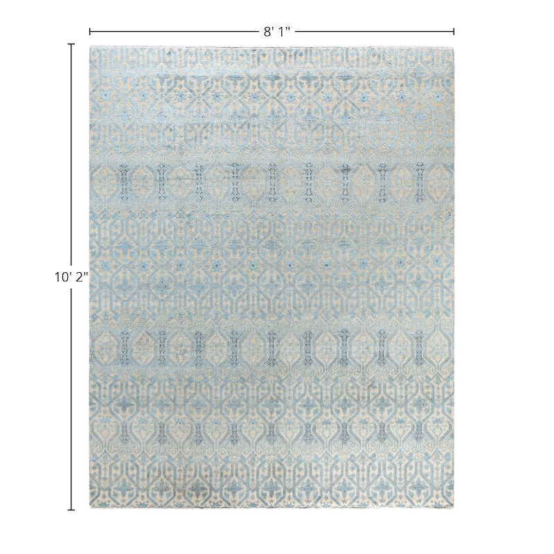 Ikat One-of-a-Kind Hand-Knotted Area Rug, Light Blue - 8' 1" x 10' 2"