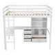 preview thumbnail 13 of 24, Wood High Full Size Loft Bed with Desk,Storage Shelves and Drawers,Kids Bed Design