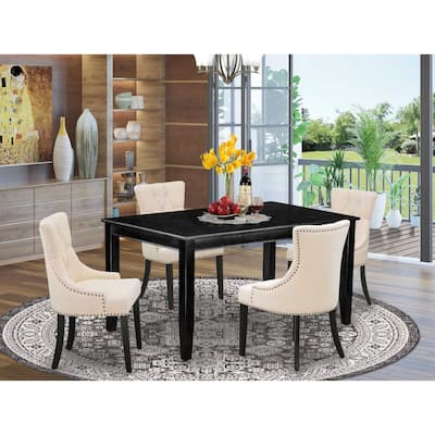HomeStock 5-Pc Black Finish Solid Wood Top - Rectangular Dining Room Set - Seats 4