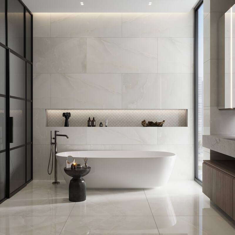 Apollo tile 12" x 12" Splendor Matte Alabaster White Porcelain Tile (4.84 sq ft/case) - 5 Pack