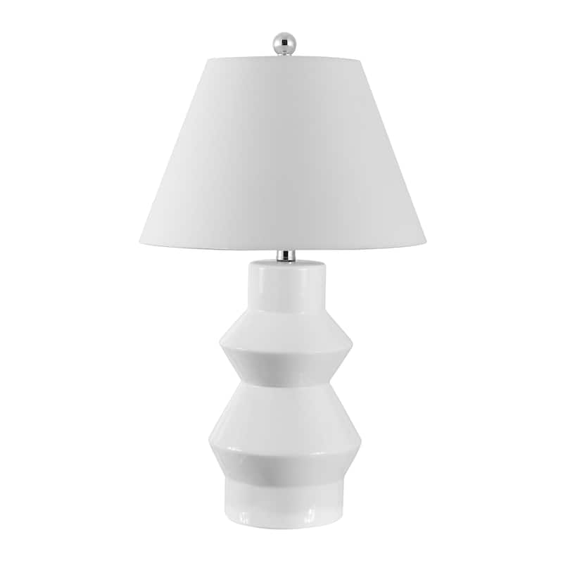 SAFAVIEH Lighting Larcia 26-inch Geometric Ceramic LED Table Lamp - 15" W x 15" L x 25.5" H