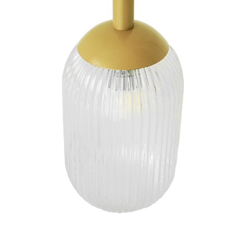 Anna Gold Modern Pendant Light with Ribbed Glass Shade