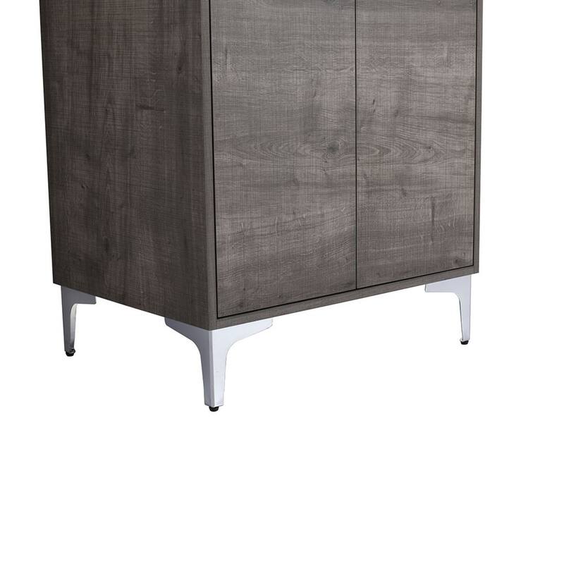 24" Single Vanity In Gray Oak Finish With Solid Surface Resin White Sink