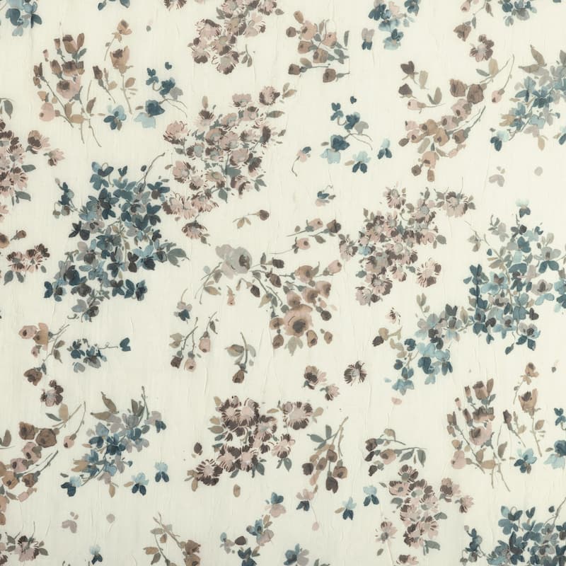 No. 918 Alethea Floral Print Crushed Voile Sheer Rod Pocket 1-Piece Curtain Panel, Single Panel