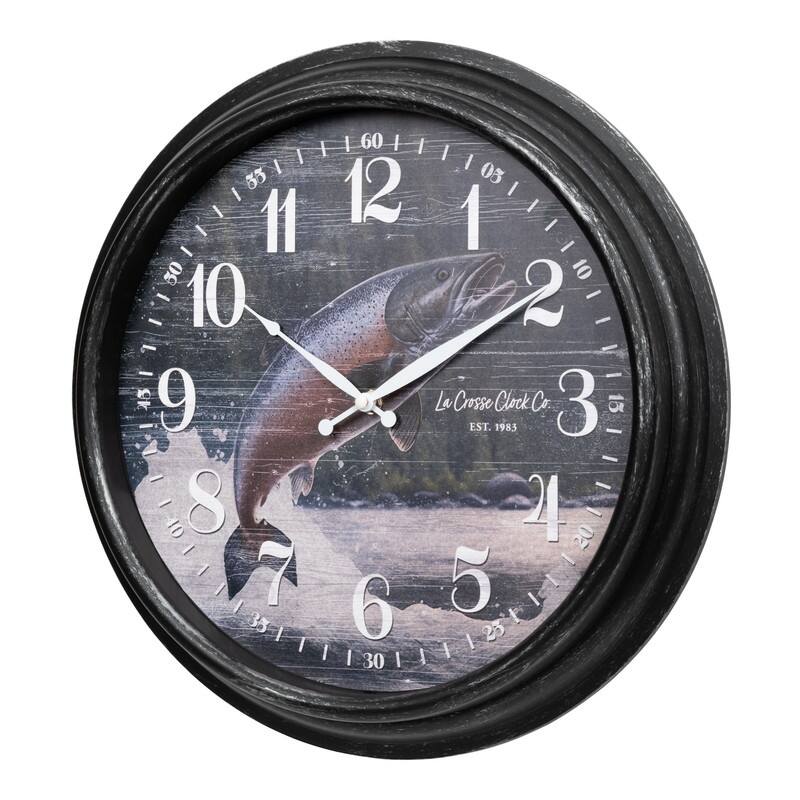 La Crosse Clock 433-3841S 15.75" Outdoor River Run Salmon Quartz Clock