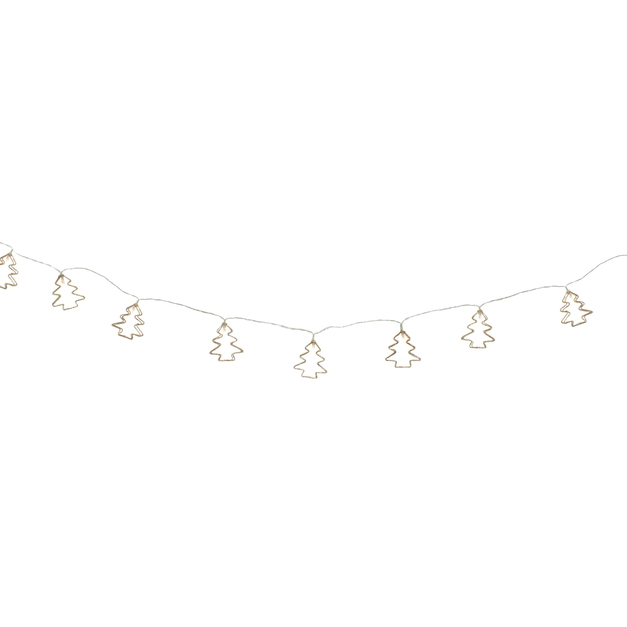 4' LED Lighted B/O Gold Wire Mini Tree Christmas Garland - Warm White Lights
