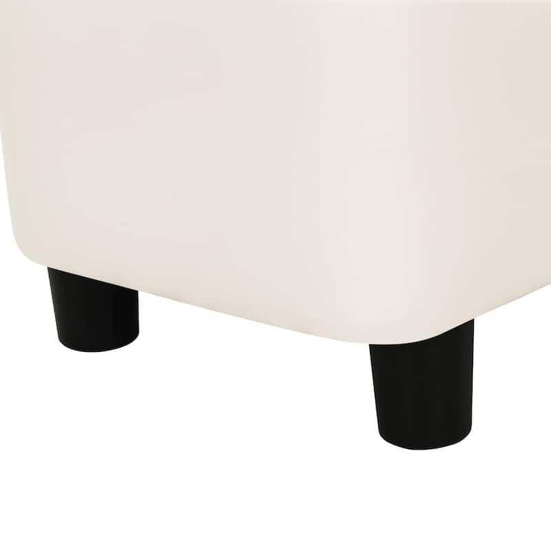 Adeco 16" Faux Leather Storage Ottoman Small Footstool