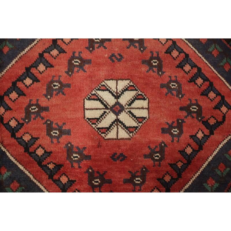 Hand Knotted Oriental 100% Wool Carpet Traditional Tribal Red Shiraz Area Rug - 10' 0'' X 6' 7''