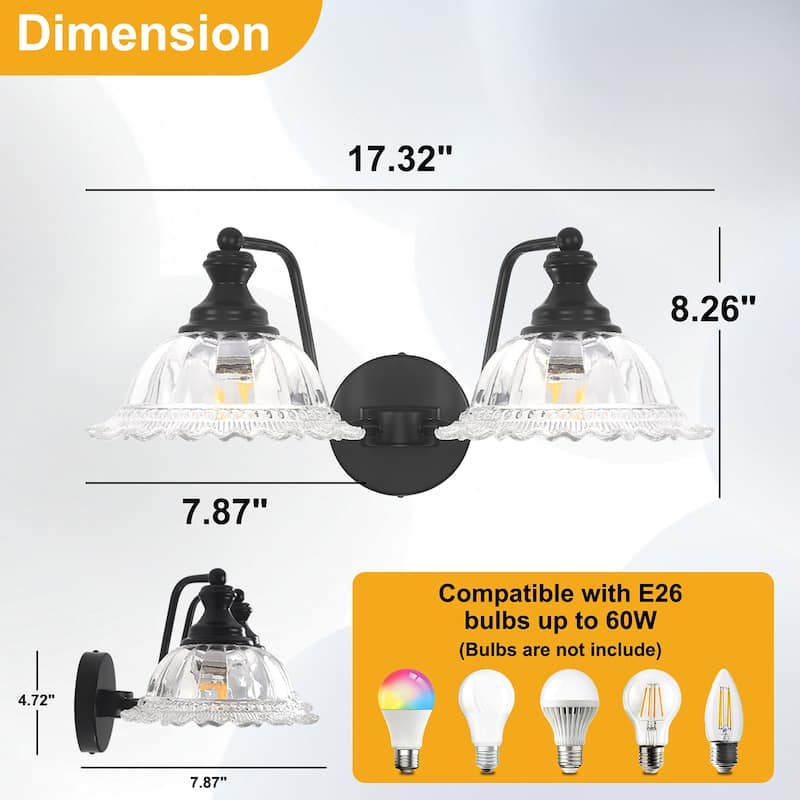 Modern Vanity Light with Crystal Glass Shade