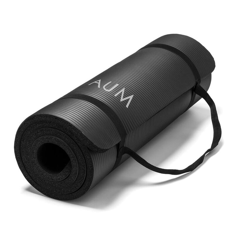 AUM High Density HD Foam Tech Yoga Exercise Mat - 72" x 24" x 1/2" - Black