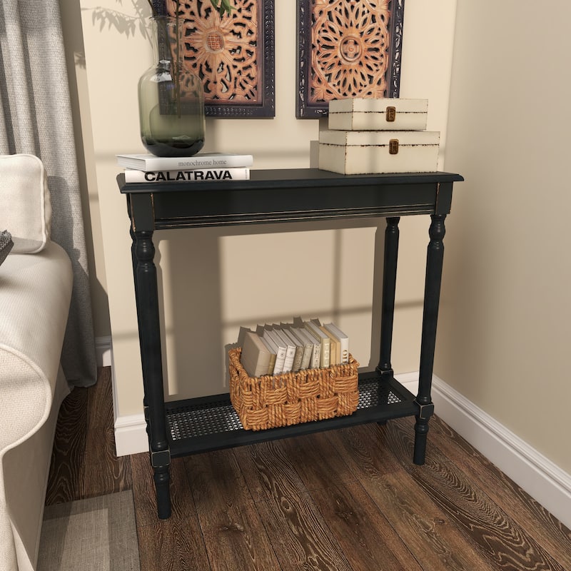 Black Wooden 1 Shelf Console Table