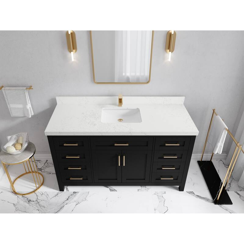 Willow Collections 60 in. W x 22 in. D Cambridge Single Sink Bathroom Vanity with Countertop - 2"Empira - Black