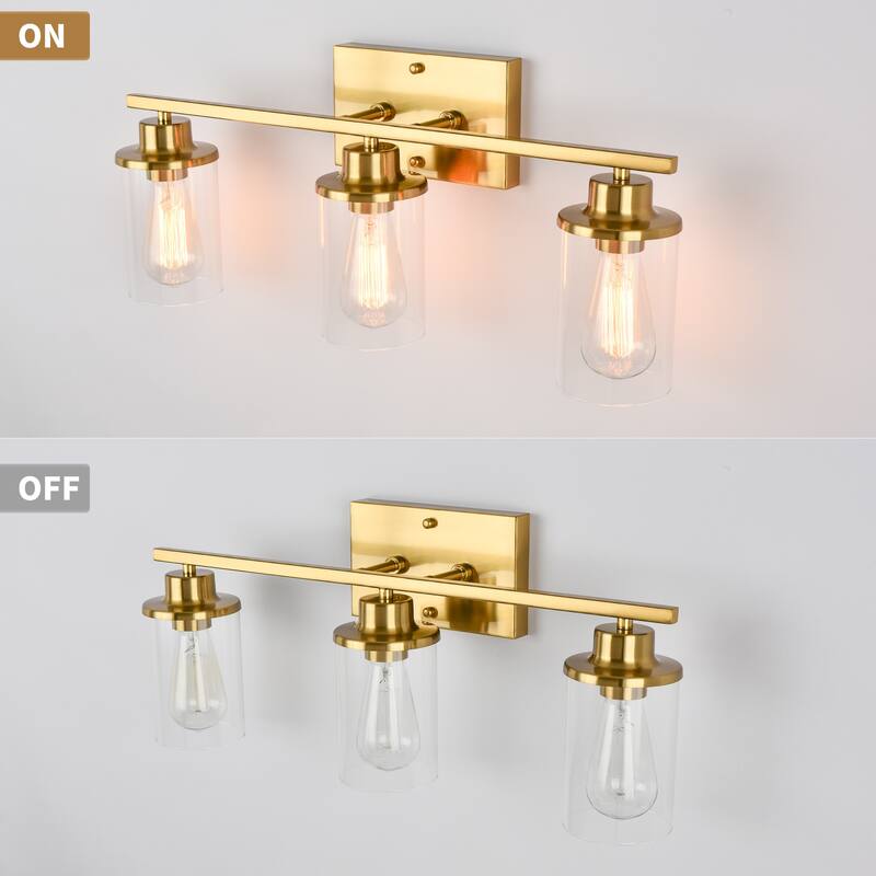 Starsky 3-Lights 23in Dimmable Bathroom Vanity Light Modern Wall Sconce Lighting with Glass Shade