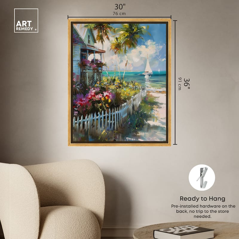 Art Remedy Local Beach House Framed Colorful Coastal 1 Piece Canvas Wall Art