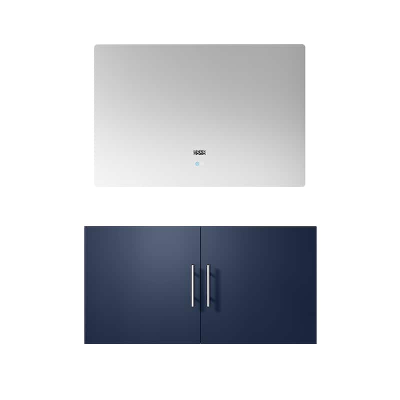 Geneva Bath Vanity No Top and Mirror - 36 inch - Navy Blue