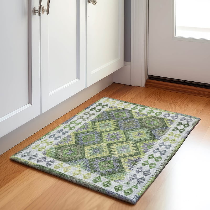Machine Washable Indoor/ Outdoor Boho Global Chantille Rug