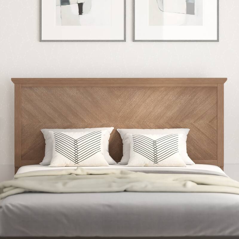 Solid Wood Herringbone Patterned Headboard Only