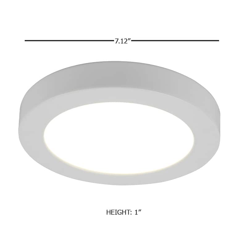 LED Flush Mount Ceiling light 7.2"W x 1"H - White