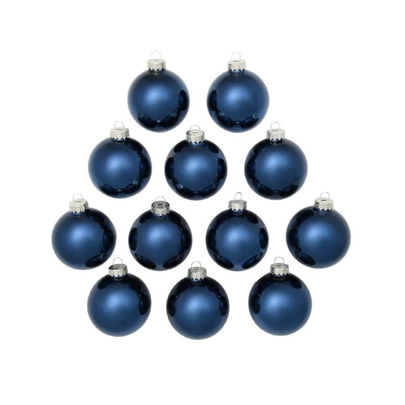 Shiny Finish Christmas Ball Ornaments 2.75" (70Mm) Midnight Blue 12Ct