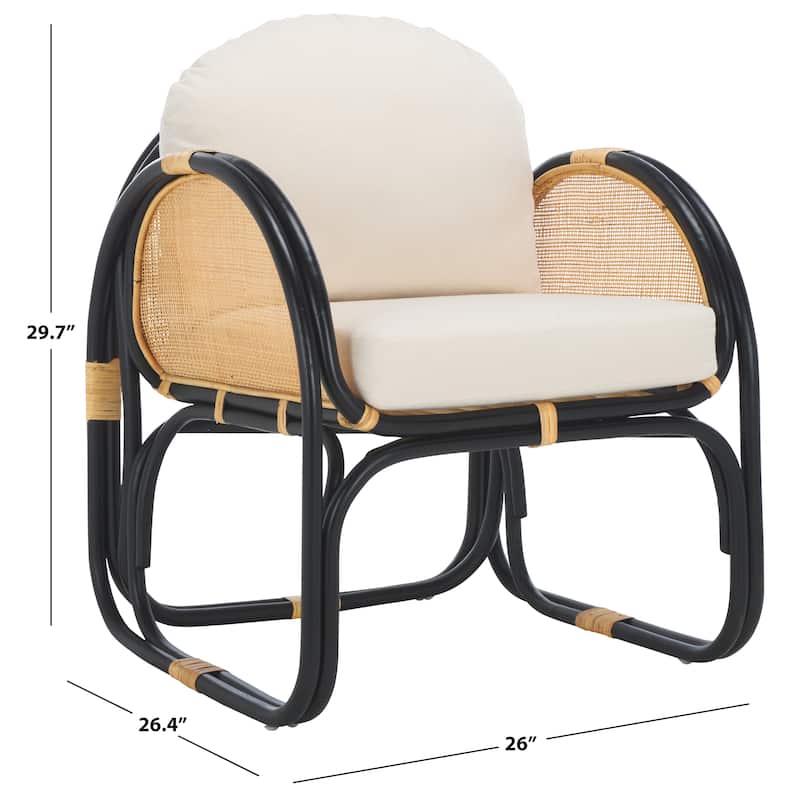 SAFAVIEH Constella Boho Coastal Solid Wood Accent Chair with Cushion - 26"W x 26"D x 30"H