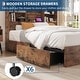 preview thumbnail 4 of 15, Bed Frame with High Storage Bookcase Headboard, 4 Storage Drawers, Built In Charging Station