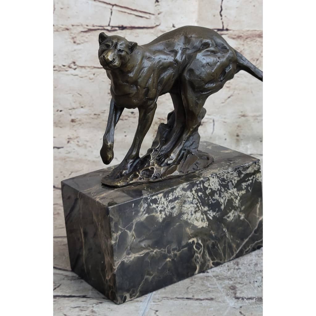 Signed Original Milo Panther Cougar Jaguar Bronze Sculpture Home Decor