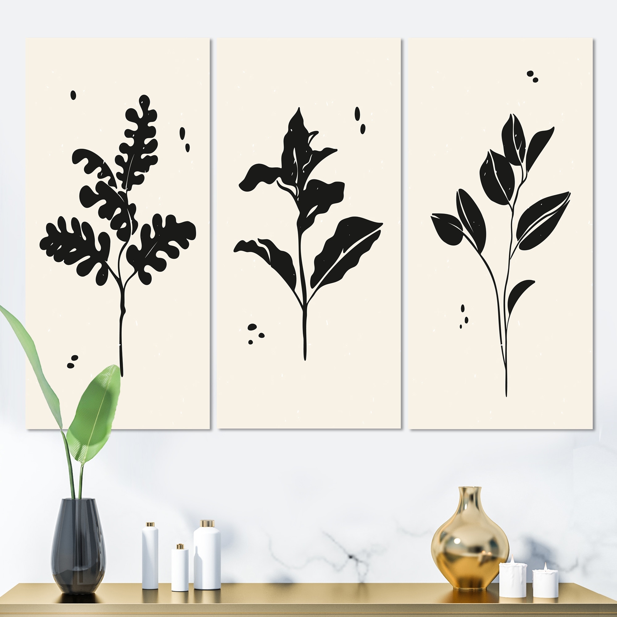 Designart Monochrome Vintage Minimal Geometrics XIII - Modern Abstract Wall Art Print for Contemporary Home Decor-image