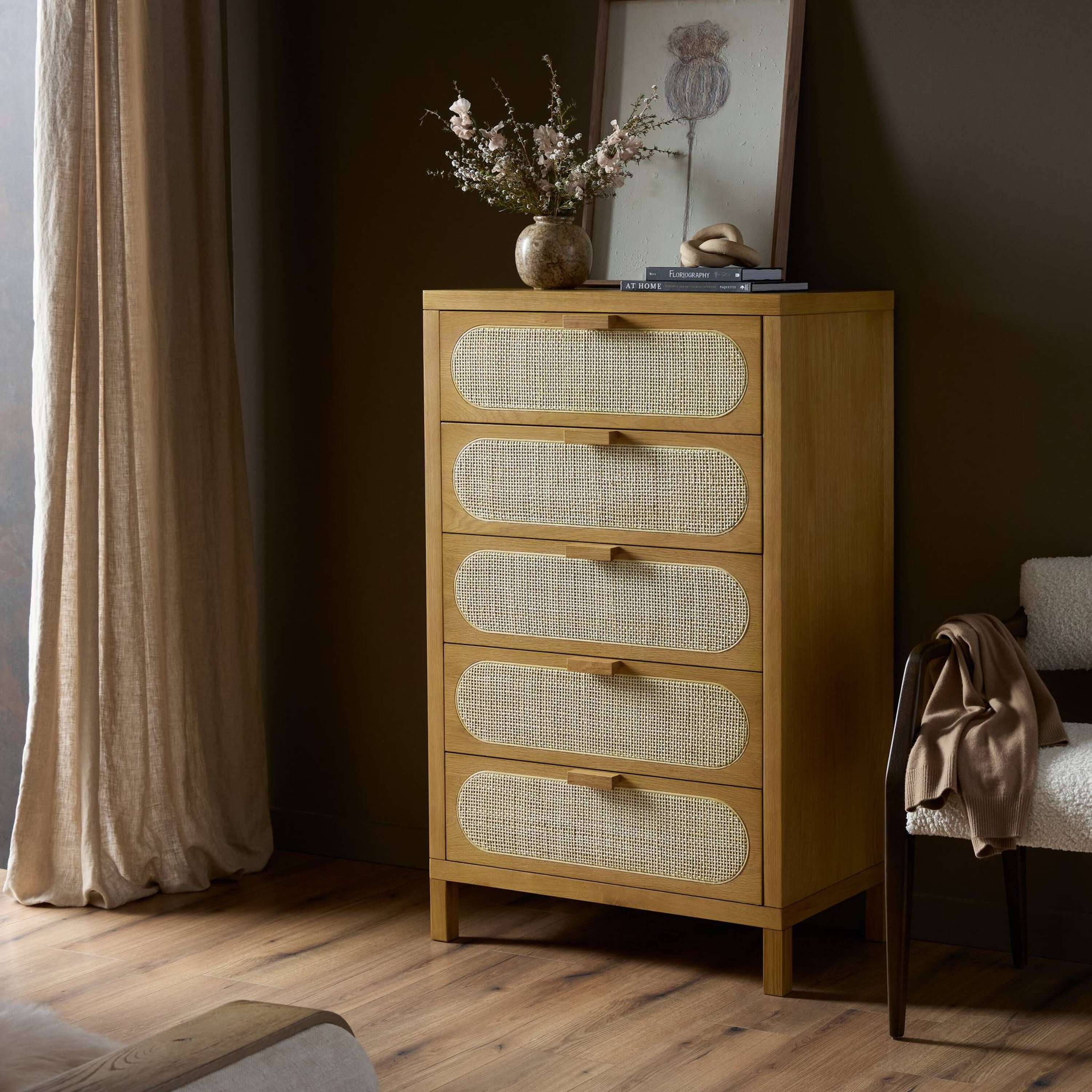 Winters 5 Drawer Dresser-Honey Oak Veneer