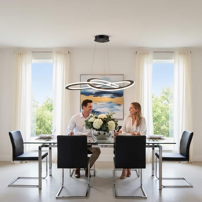 Artcraft Wave - LED Chandelier - Black - 32"D x 32"W x 4.6"H - 60W