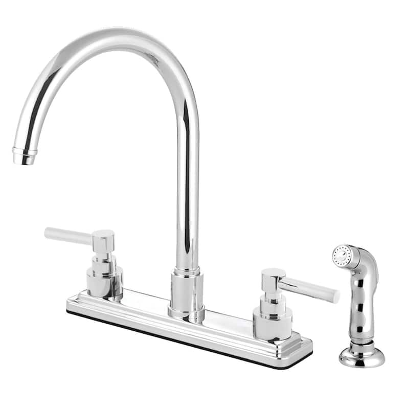 Kingston Brass Elinvar Centerset Kitchen Faucet with Deck Plate, Metal - Polished Chrome