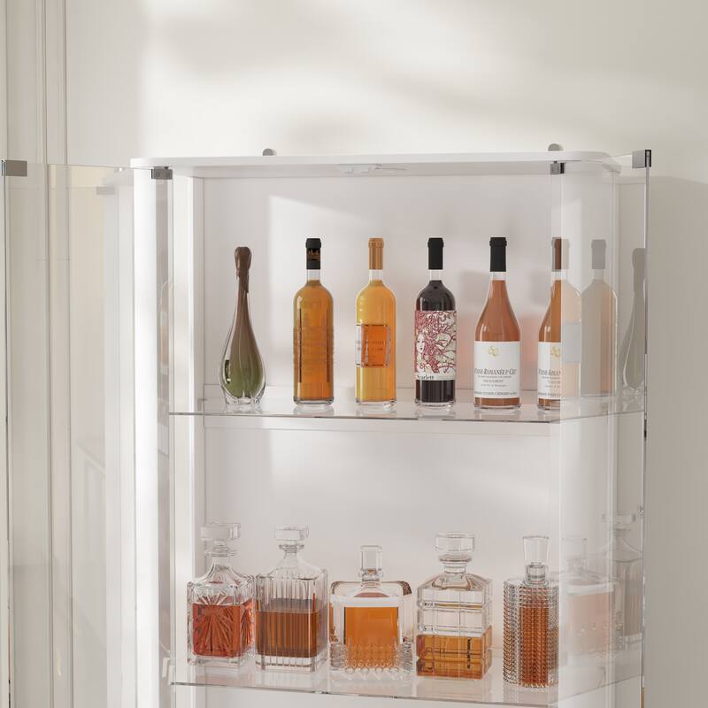 Modern Kitchen Cabinet Wine Bar Buffet with White Light & USB Port