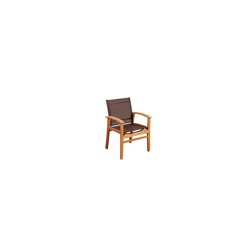 Teak Dining Armchair with Sling Seat, Mediterranean Style, Outdoor Furniture - 24